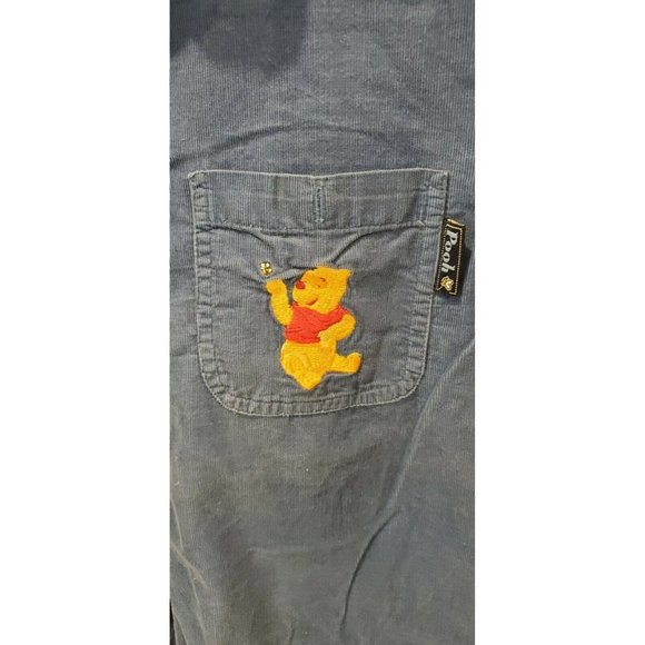 Disney Winnie The Pooh Piglet Women's Blue Corduroy Button Long Sleeve M Vintage - Picture 3 of 7